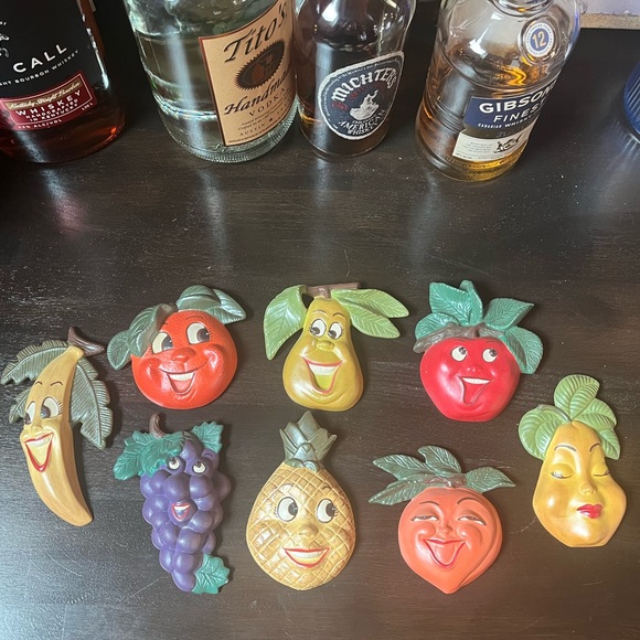 8 colorful wall hanging fruits vintage anthropomorphic - Picture 2 of 11